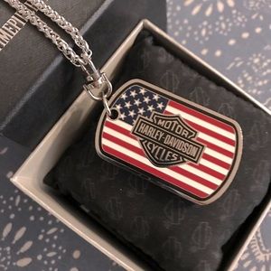 NWOT Harley-Davidson Dog Tag Military Pendant and Chain